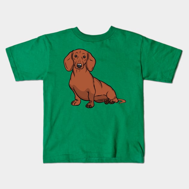 Red Dachshund Kids T-Shirt by rmcbuckeye